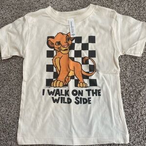 Cream Kids' T-Shirt with Orange Lion Graphic - 'I Walk On The Wild Side'